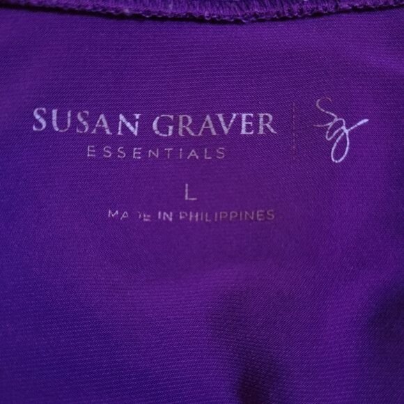 Susan Graver Essentials Top Solid Purple Large Career Work 3/4 Sleeve QVC NICE! - Picture 5 of 6